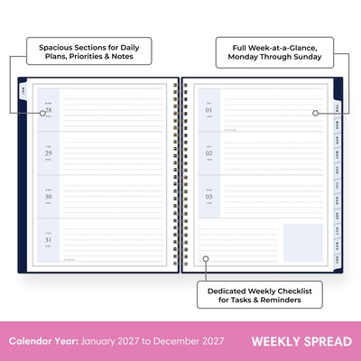 2027 Blue Sky Jessie James Decker 7 x 9 Calendar Year Weekly & Monthly Standard Planner Cover, Blue/Gold (164179)