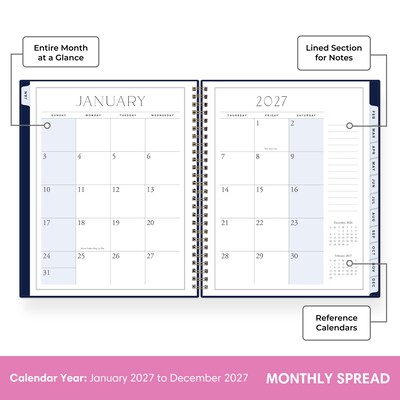 2027 Blue Sky Jessie James Decker 7" x 9" Calendar Year Weekly & Monthly Standard Planner Cover, Blue/Gold (164179)