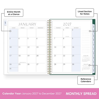 2027 Blue Sky Jessie James Decker 8.5" x 11" Calendar Year Weekly & Monthly Standard Planner Cover, Vanita Green (164169)