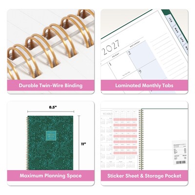 2027 Blue Sky Jessie James Decker 8.5" x 11" Calendar Year Weekly & Monthly Standard Planner Cover, Vanita Green (164169)