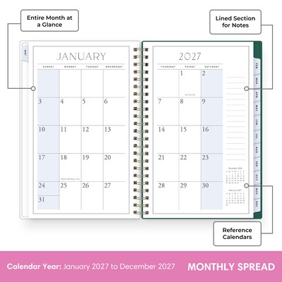 2027 Blue Sky Jessie James Decker 5" x 8" Calendar Year Weekly & Monthly Standard Planner Cover, Vanita Green (164168)