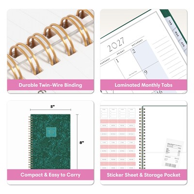 2027 Blue Sky Jessie James Decker 5" x 8" Calendar Year Weekly & Monthly Standard Planner Cover, Vanita Green (164168)