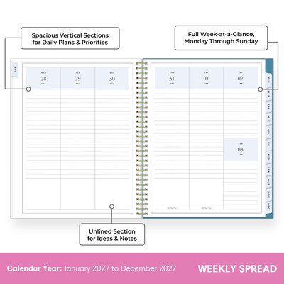 2027 Blue Sky Jessie James Decker 8.5 x 11 Calendar Year Weekly & Monthly Standard Planner Cover, Maren Blue (162647)