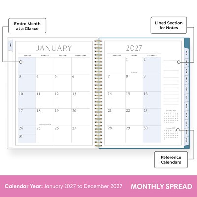 2027 Blue Sky Jessie James Decker 8.5" x 11" Calendar Year Weekly & Monthly Standard Planner Cover, Maren Blue (162647)