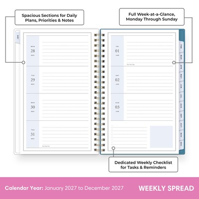 2027 Blue Sky Jessie James Decker 5 x 8 Calendar Year Weekly & Monthly Standard Planner Cover, Maren Blue (162648)