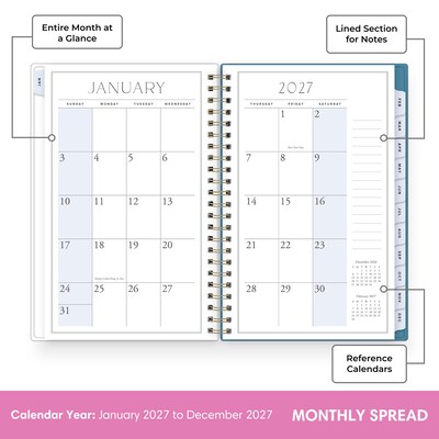 2027 Blue Sky Jessie James Decker 5" x 8" Calendar Year Weekly & Monthly Standard Planner Cover, Maren Blue (162648)