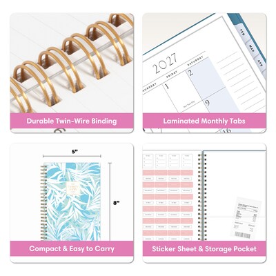 2027 Blue Sky Jessie James Decker 5" x 8" Calendar Year Weekly & Monthly Standard Planner Cover, Maren Blue (162648)