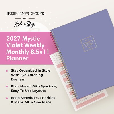 2027 Blue Sky Jessie James Decker 8.5" x 11" Calendar Year Weekly & Monthly Standard Planner Cover, Mystic Violet (162635)