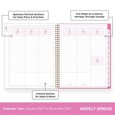 2027 Blue Sky Jessie James Decker 8.5 x 11 Calendar Year Weekly & Monthly Standard Planner Cover, Marlowe Pink (162641)