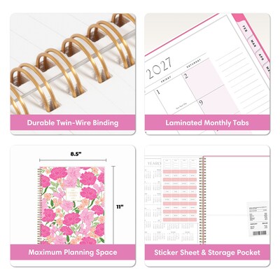 2027 Blue Sky Jessie James Decker 8.5" x 11" Calendar Year Weekly & Monthly Standard Planner Cover, Marlowe Pink (162641)