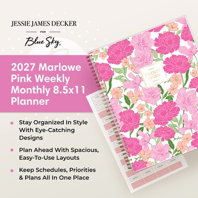 2027 Blue Sky Jessie James Decker 8.5" x 11" Calendar Year Weekly & Monthly Standard Planner Cover, Marlowe Pink (162641)