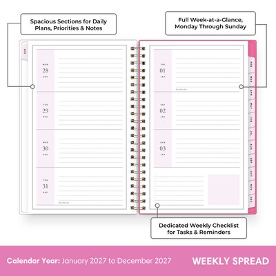2027 Blue Sky Jessie James Decker 5 x 8 Calendar Year Weekly & Monthly Standard Planner Cover, Marlowe Pink (162642)