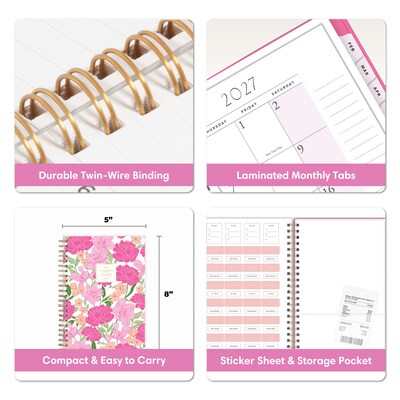 2027 Blue Sky Jessie James Decker 5" x 8" Calendar Year Weekly & Monthly Standard Planner Cover, Marlowe Pink (162642)