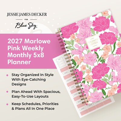 2027 Blue Sky Jessie James Decker 5" x 8" Calendar Year Weekly & Monthly Standard Planner Cover, Marlowe Pink (162642)