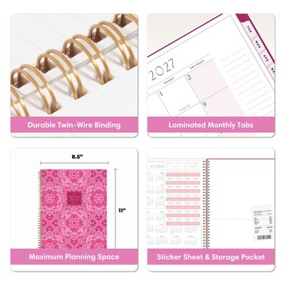 2027 Blue Sky Jessie James Decker 8.5" x 11" Calendar Year Weekly & Monthly Standard Planner Cover, Pink (164180)