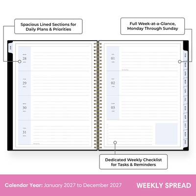 2027 Blue Sky Jessie James Decker 8.5 x 11 Calendar Year Weekly & Monthly Standard Planner Cover, Black (164173)
