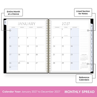 2027 Blue Sky Jessie James Decker 8.5" x 11" Calendar Year Weekly & Monthly Standard Planner Cover, Black (164173)