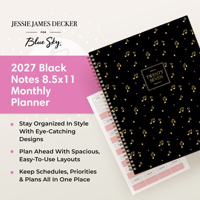 2027 Blue Sky Jessie James Decker 8.5" x 11" Calendar Year Weekly & Monthly Standard Planner Cover, Black (164173)