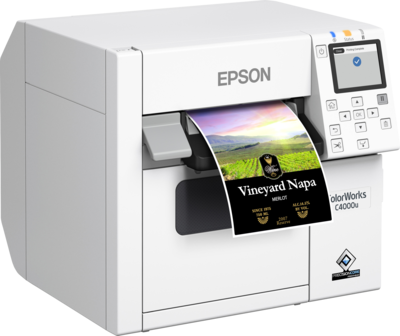 Epson ColorWorks CW-C4000 Color Inkjet Label Printer, White (C31CK03A9981)