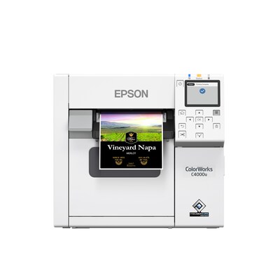 Epson ColorWorks CW-C4000 Color Inkjet Label Printer, White (C31CK03A9981)