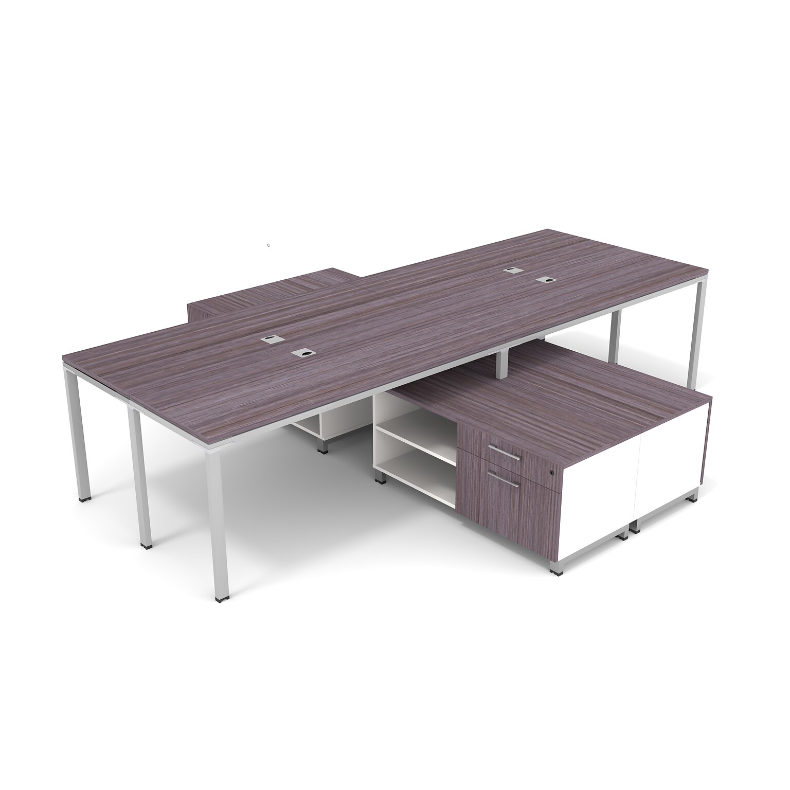 Boss Office Products Simple System 66W Desk with Storage Cabinet, Driftwood, 4/Set (SGSD017-102)