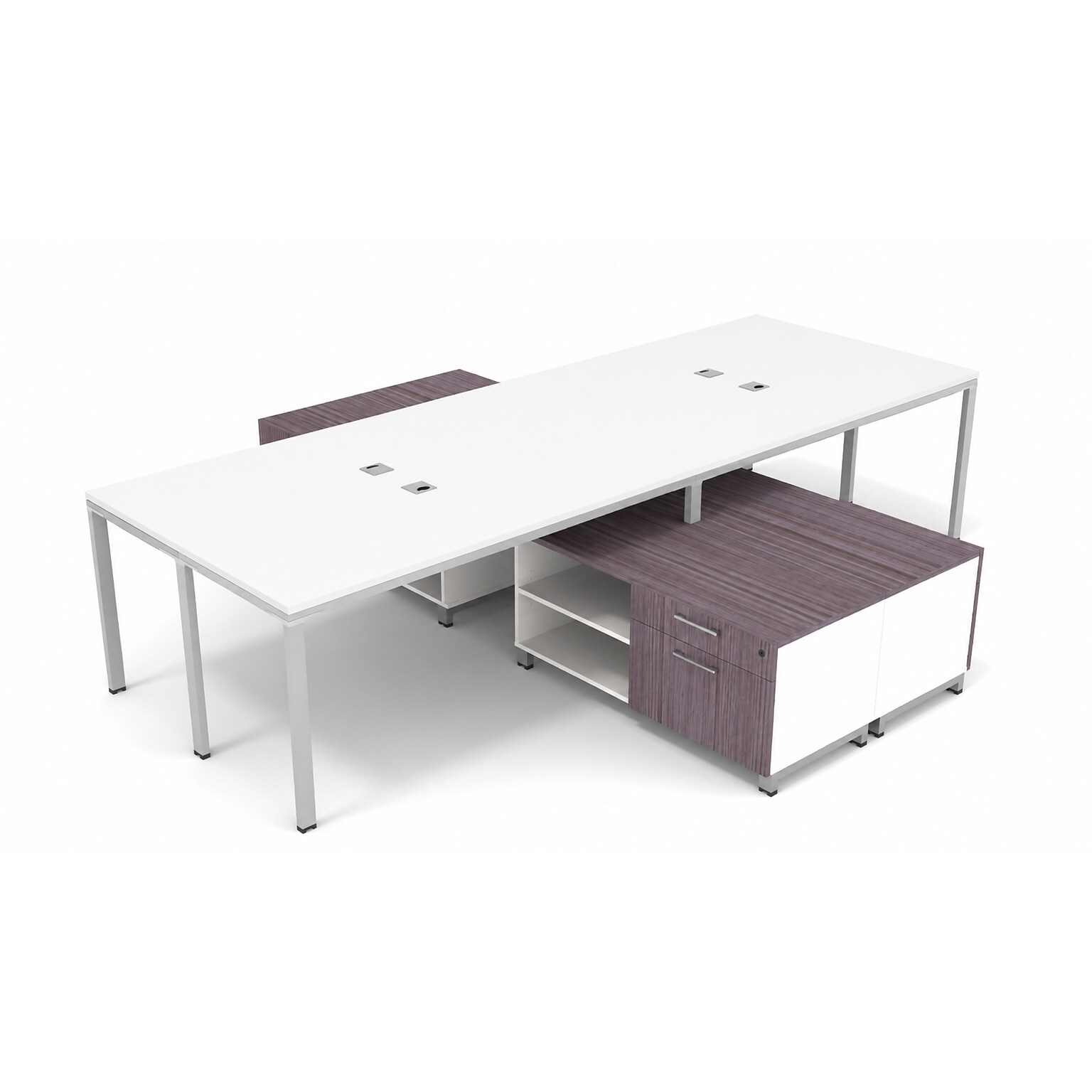 Boss Office Products Simple System 66W Desk with Storage Cabinet, White, 4/Set (SGSD017-102-WT)