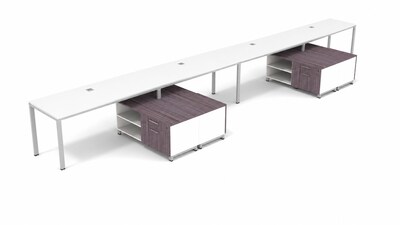 Boss Office Products Simple System 66W Desk with Storage Cabinet, White, 4/Set (SGSD011-102-WT)