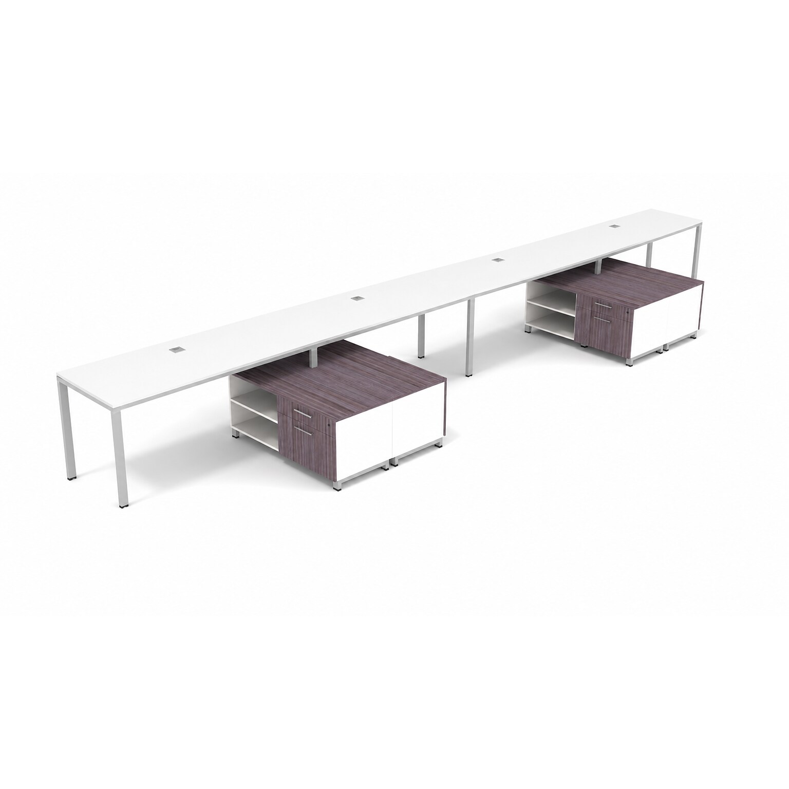 Boss Office Products Simple System 66W Desk with Storage Cabinet, White, 4/Set (SGSD011-102-WT)