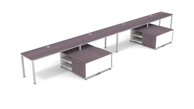Boss Office Products Simple System 66W Desk with Storage Cabinet, Driftwood, 4/Set (SGSD011-102)