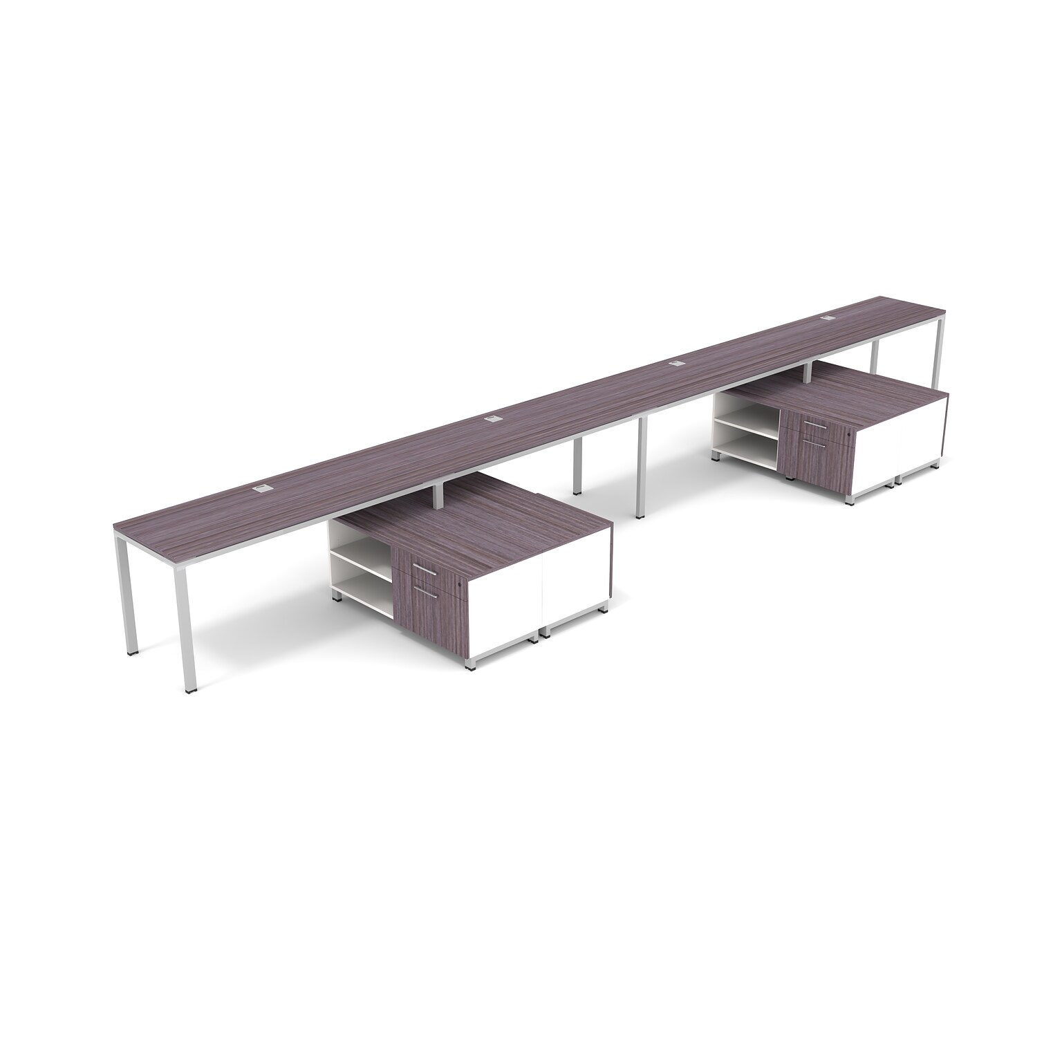 Boss Office Products Simple System 66W Desk with Storage Cabinet, Driftwood, 4/Set (SGSD011-102)