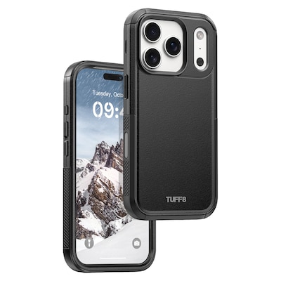 TUFF8 Impact+ Triple-Layer Rugged MagSafe Phone Case for iPhone 18 Pro, Black (T83-IP1803)