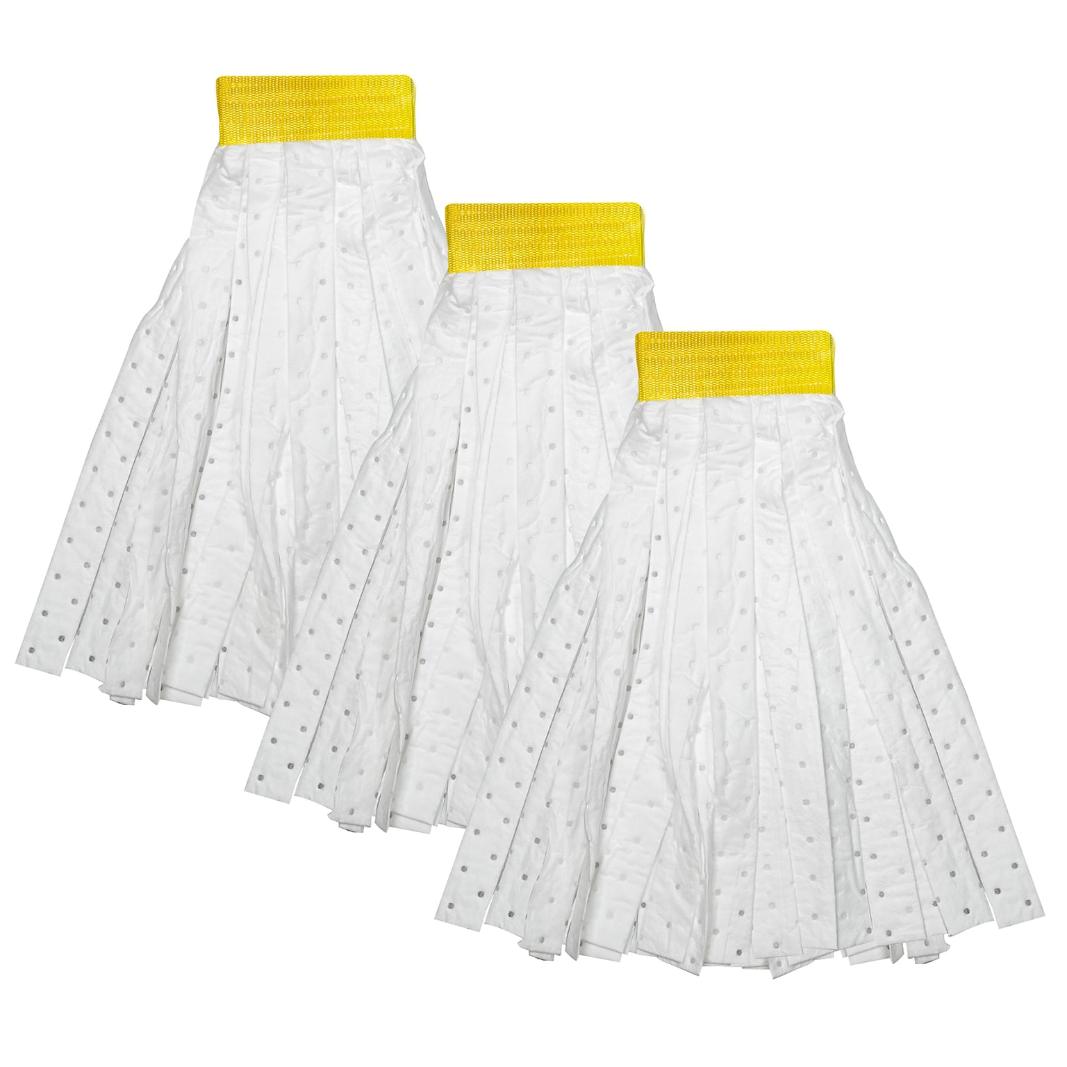 BISON LIFE Heavy Duty Blended String Mop Head Refill, White/Yellow, 3/Pack (BPHD-HYDM-W-3)