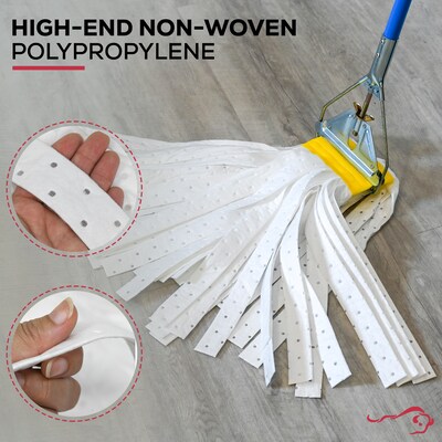 BISON LIFE Heavy Duty Blended String Mop Head Refill, White/Yellow, 3/Pack (BPHD-HYDM-W-3)