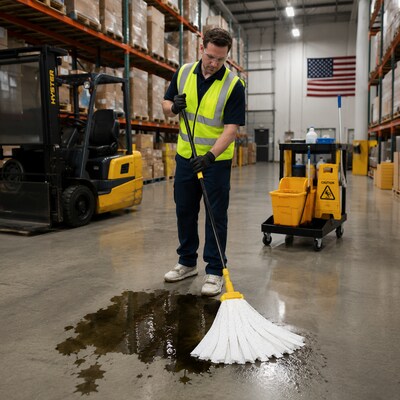 BISON LIFE Heavy Duty Blended String Mop Head Refill, White/Yellow, 3/Pack (BPHD-HYDM-W-3)