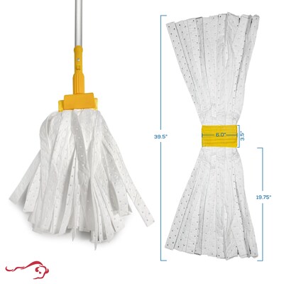 BISON LIFE Heavy Duty Blended String Mop Head Refill, White/Yellow, 3/Pack (BPHD-HYDM-W-3)