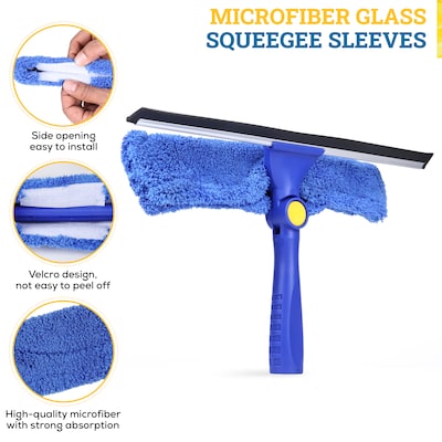BISON LIFE 12 Window Microfiber Squeegee Washer Sleeve, Blue, 5/Pack (BPES-MFWASL-5)