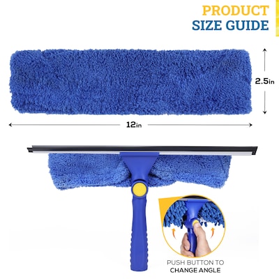 BISON LIFE 12" Window Microfiber Squeegee Washer Sleeve, Blue, 5/Pack (BPES-MFWASL-5)
