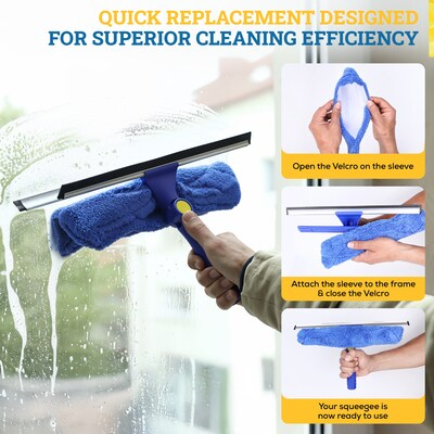 BISON LIFE 12" Window Microfiber Squeegee Washer Sleeve, Blue, 5/Pack (BPES-MFWASL-5)