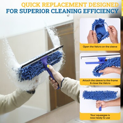 BISON LIFE 12 Window Chenille Squeegee Washer Sleeve, Blue, 5/Pack (BPES-WASL-5)