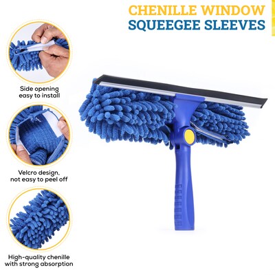BISON LIFE 12" Window Chenille Squeegee Washer Sleeve, Blue, 5/Pack (BPES-WASL-5)