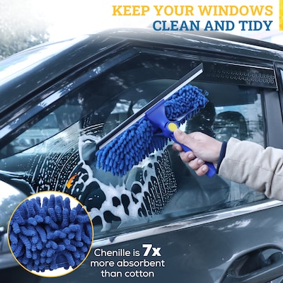 BISON LIFE 12" Window Chenille Squeegee Washer Sleeve, Blue, 5/Pack (BPES-WASL-5)