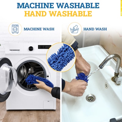 BISON LIFE 12" Window Chenille Squeegee Washer Sleeve, Blue, 5/Pack (BPES-WASL-5)