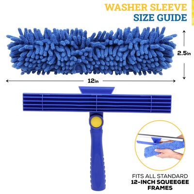 BISON LIFE 12" Window Chenille Squeegee Washer Sleeve, Blue, 5/Pack (BPES-WASL-5)
