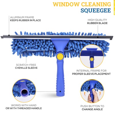 BISON LIFE 3-in-1 Auto & Window Squeegee Cleaning Kit, Blue (BPES-EXHSQ-SET-5-1)