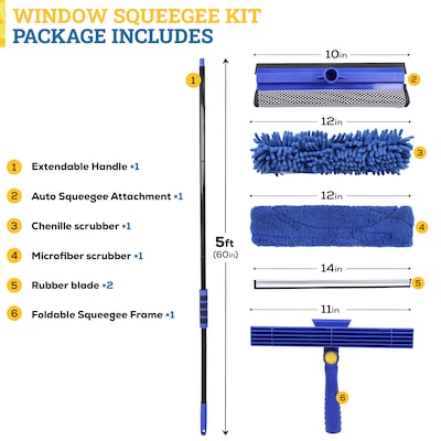BISON LIFE 3-in-1 Auto & Window Squeegee Cleaning Kit, Blue (BPES-EXHSQ-SET-5-1)