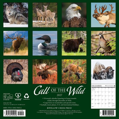 2027 Willow Creek Call of the Wild 12 x 12 Monthly Wall Calendar (59456)