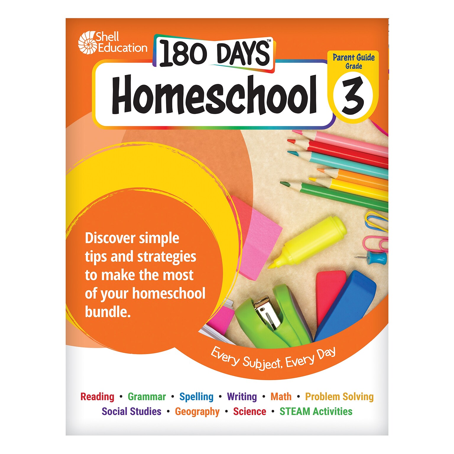 Shell Education 180 Days: Homeschool Grade 3 Workbook, 15 Books/Set (SEP163419)