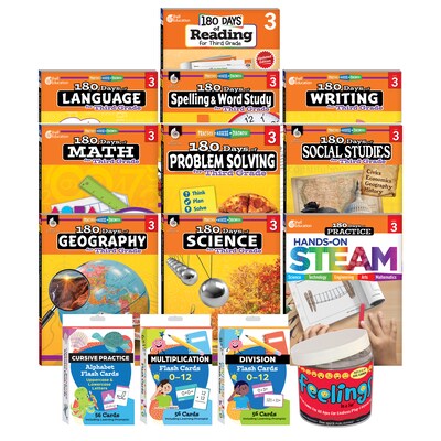 Shell Education 180 Days: Homeschool Grade 3 Workbook, 15 Books/Set (SEP163419)