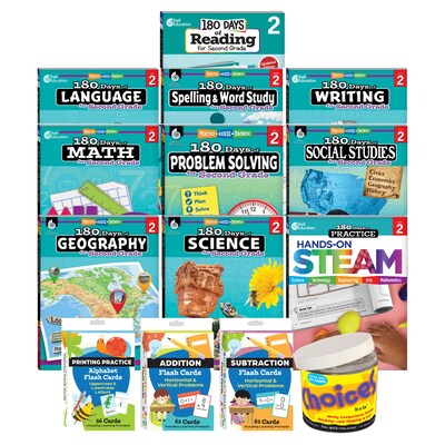 Shell Education 180 Days: Homeschool Grade 2 Workbook, 15 Books/Set (SEP163418)
