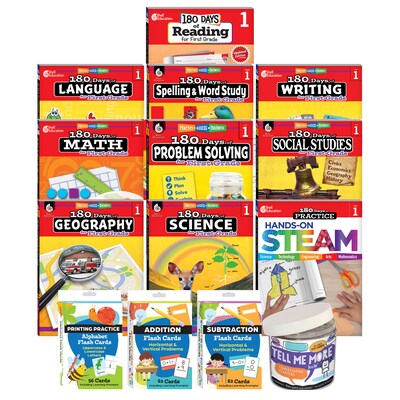 Shell Education 180 Days: Homeschool Grade 1 Workbook, 15 Books/Set (SEP163417)